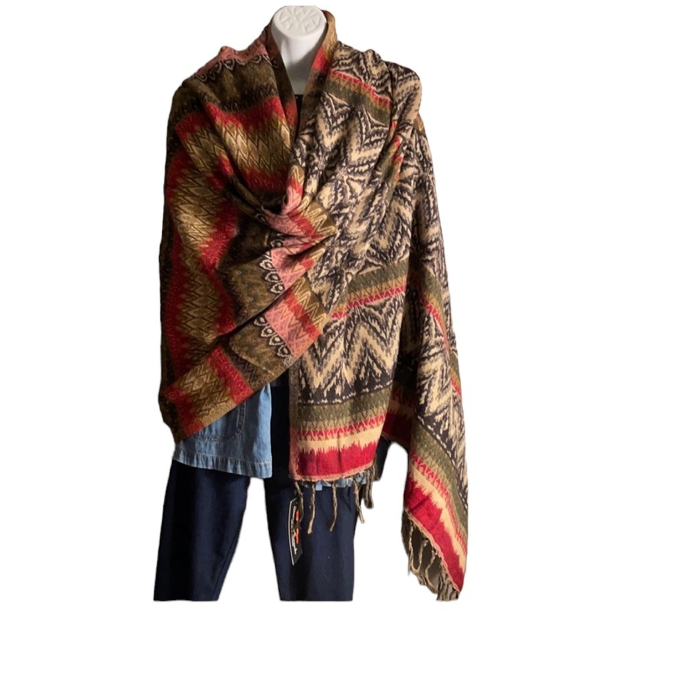 NWT.   LARGE Sacred Threads Scarf. 02 BL/BL 219778Q